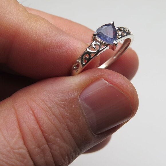*925 Sterling Silver Genuine Tanzanite Ring - Picture 5 of 5